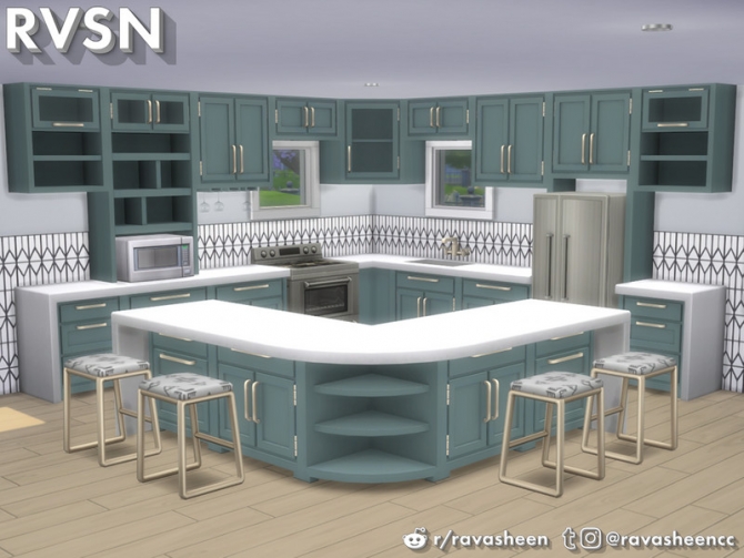 Simsational Designs: Essa Kitchen - Modern Kitchen Set with 14 New