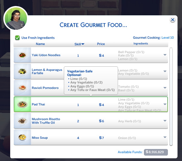 Pad Thai Custom Recipe by Mod The Sims 4