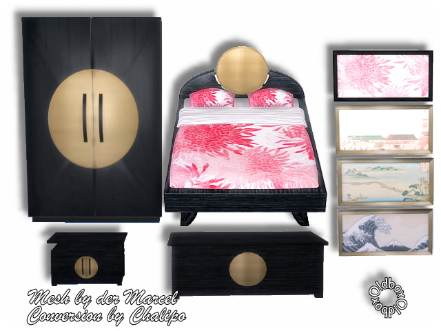Japanese bedroom recolor by Oldbox by All 4 Sims