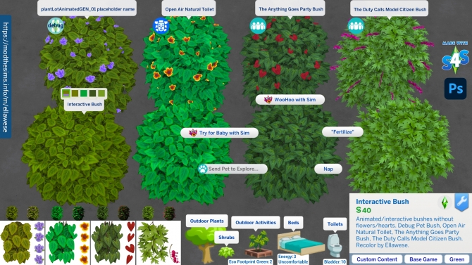 Plain Interactive Bushes by Ellawese by Mod The Sims