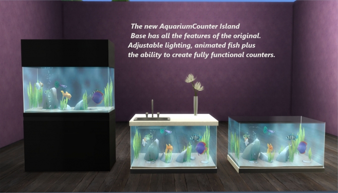 Aquarium Counter Island Base by Snowhaze by Mod The Sims