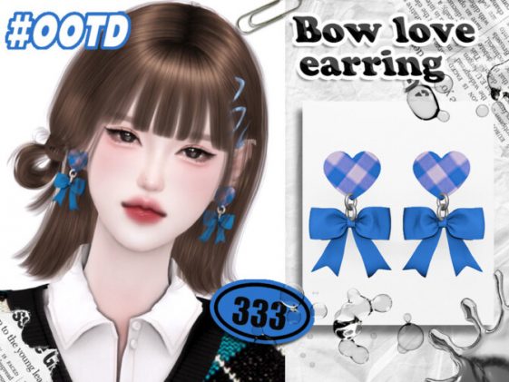 Bow love earrings by asan333 at TSR - Lana CC Finds