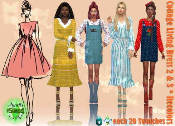 Cottage Living Dress 2 And 3 Recolors At Annetts Sims 4 Welt Lana Cc Finds