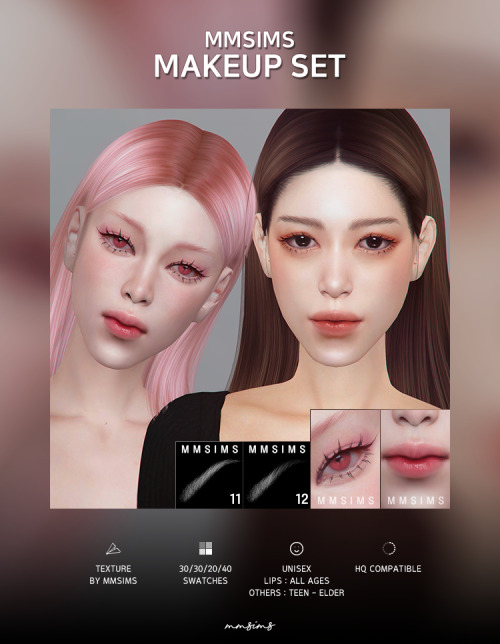 Spectacle udtale bue Makeup Set: eyebrows, eyeshadow & lips at MMSIMS - Lana CC Finds