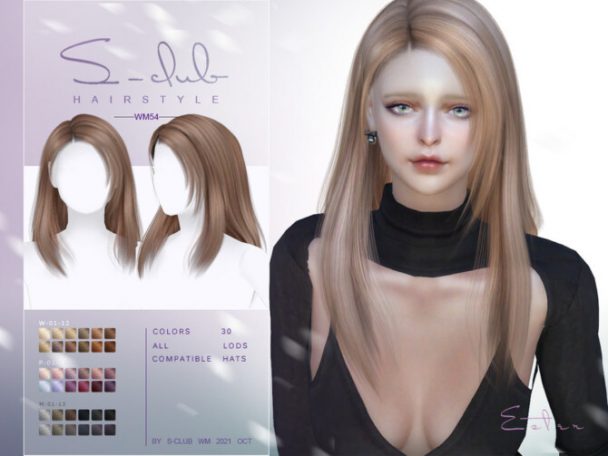 Mi-Long straight hairstyle(Esther) by S-Club at TSR - Lana CC Finds