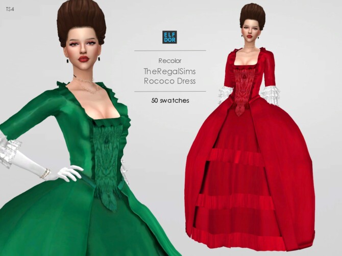 The Regal Sim Rococo Dress Recolored at Elfdor Sims