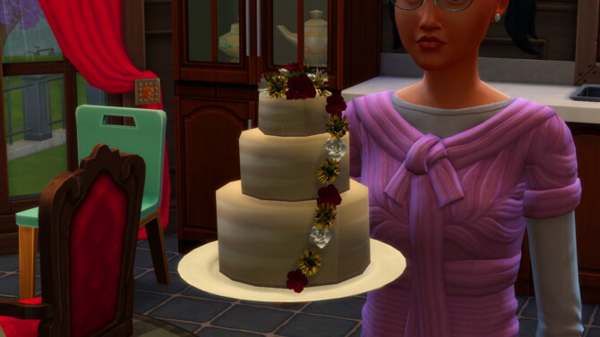 White Wildflower Cake by Laurenbell2016 at Mod The Sims 4
