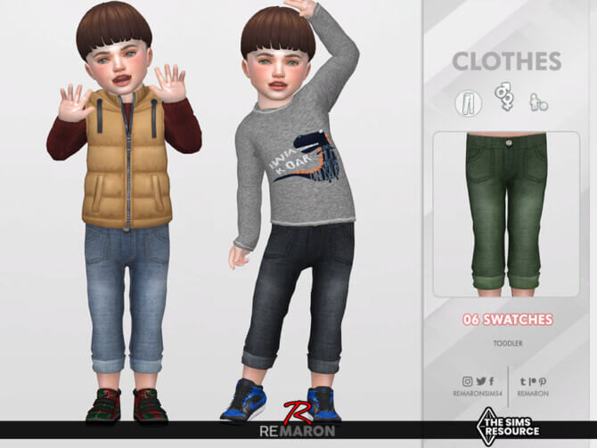 Denim cropped pants 01 for Toddler by remaron at TSR
