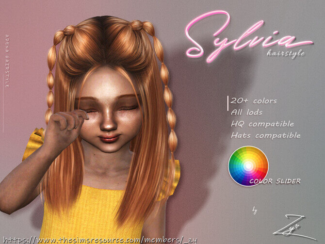 Sylvia Hairstyle (Double Bubble Braids) for Toddlers by _zy at TSR lana cc finds