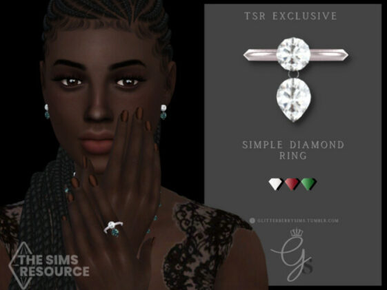 Simple Diamond Ring by Glitterberryfly at TSR - Lana CC Finds