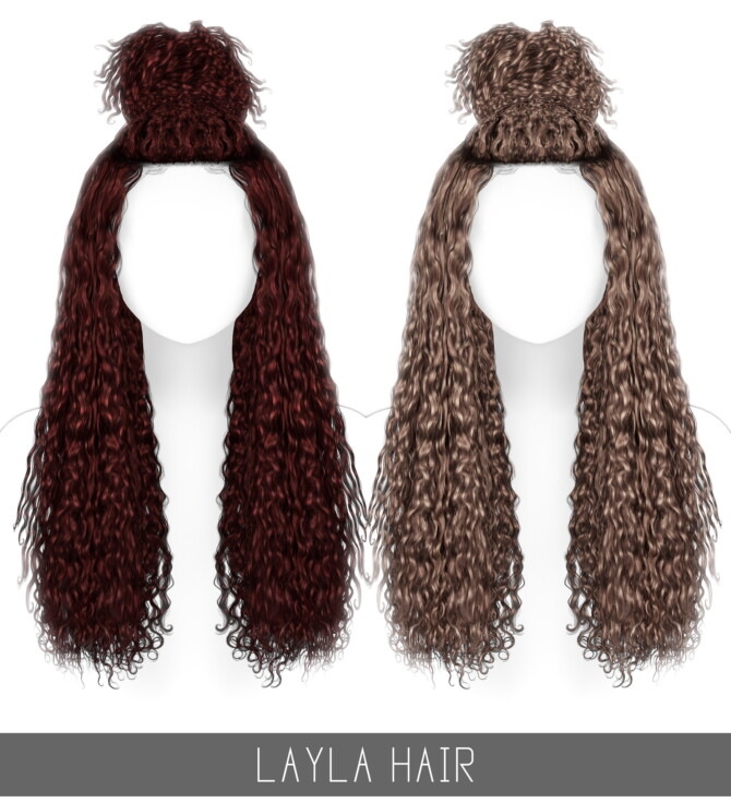 LAYLA curly half up half down bun hair at Simpliciaty - Lana CC Finds