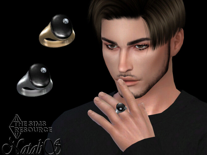 Mens signet onyx ring by NataliS at TSR - Lana CC Finds