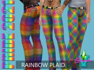 Pride21 Rainbow Plaid Pants by SimmieV at TSR - Lana CC Finds