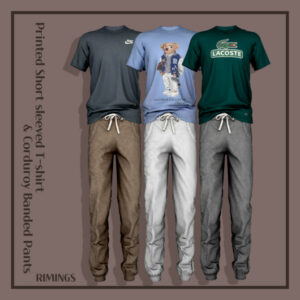 Printed Short sleeved T-shirt & Corduroy Banded Pants at RIMINGs - Lana ...