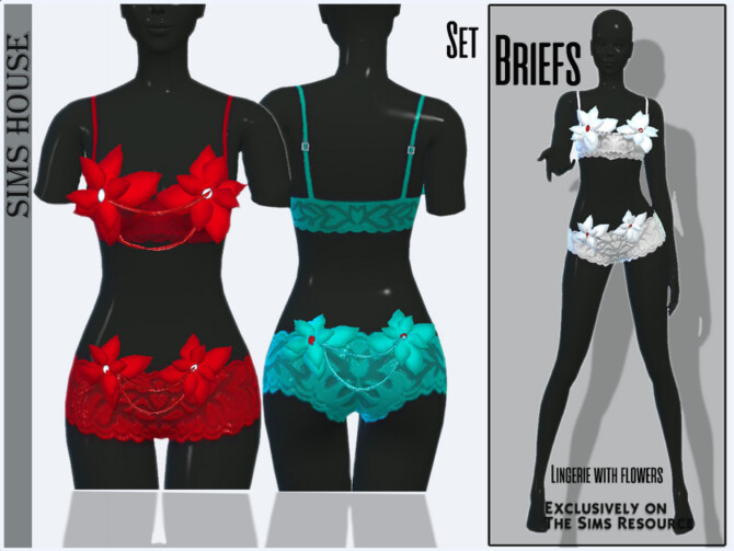 Set of Lingerie with flowers by Sims House at TSR - Lana Finds