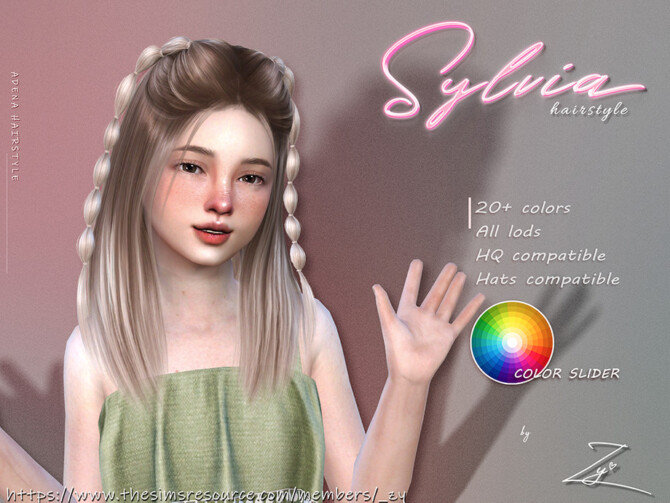 Sylvia Hairstyle ( double bubble braids) for kids by _zy at TSR - Lana CC  Finds