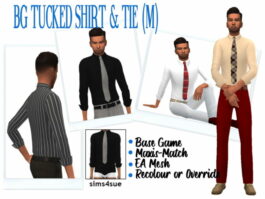 TUCKED SHIRT & TIE (M) BG at Sims4Sue - Lana CC Finds