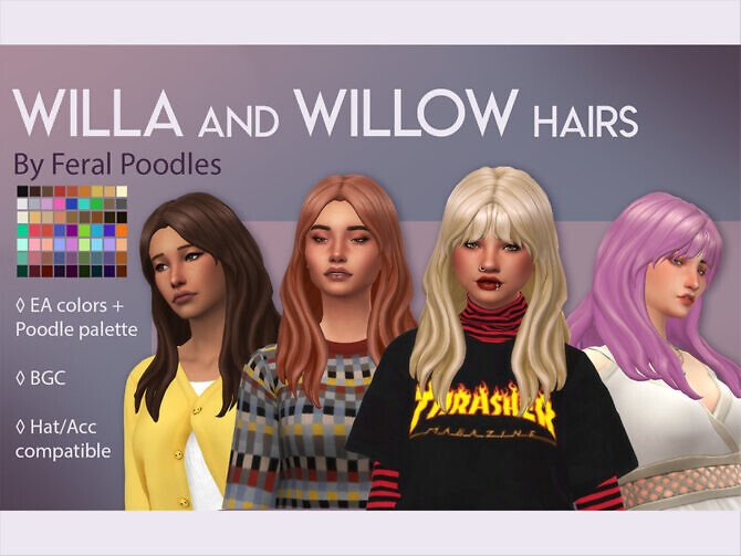 Willow long hair with fluffy bangs by feralpoodles at TSR - Lana CC Finds