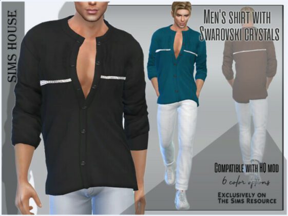 Men’s shirt with Swarovski crystals by Sims House at TSR - Lana CC Finds