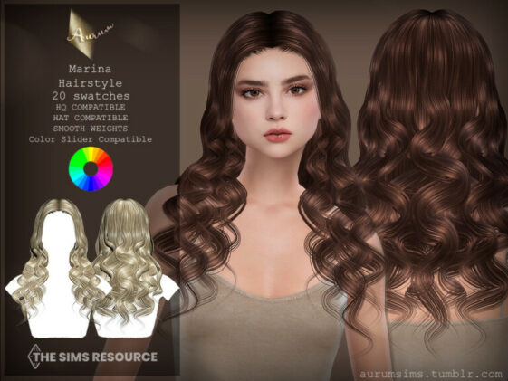 Marina Curly Hair by AurumMusik at TSR - Lana CC Finds